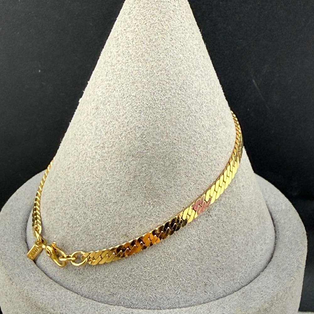Vintage Monet Bracelet Gold Tone Herringbone Chain Signed 7.5"